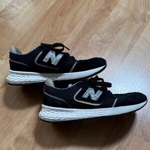 New Balance X-70 Black & White Leopard Print Sneakers